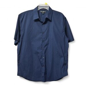 BEVERLY HILLS POLO CLUB Blue Casual Button Down Shirt With Hearts Print XL